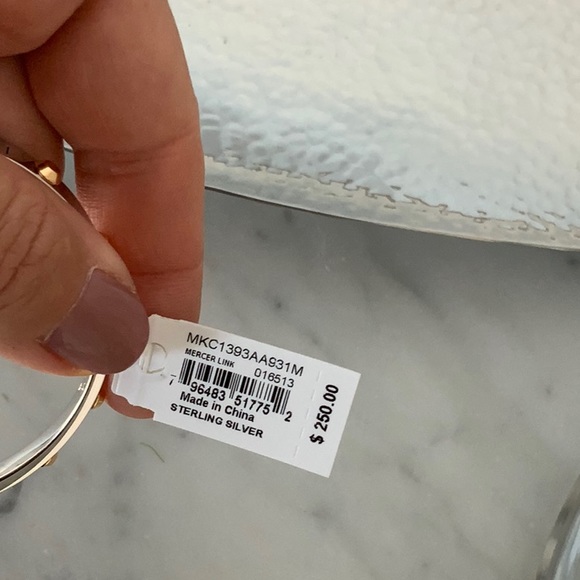 MICHAEL KORS Precious Metal-Plated Sterling Silver Studded Bangle - Picture 4 of 5